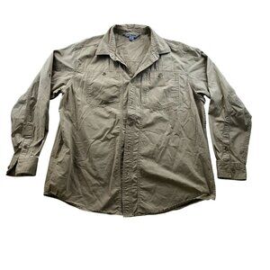Guide Series Men's Shirt XL Long Sleeve Outdoors Khaki Casual Pockets Utility Ta